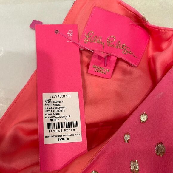 Lilly Pulitzer Chianna Silk Belted Mini Dress in Coral Sands.Size 4 - Picture 13 of 16